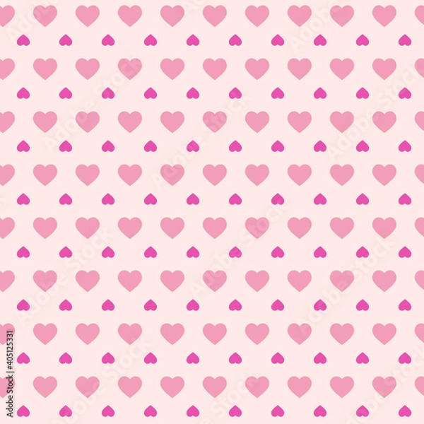 Fototapeta Seamless pattern with hearts. Endless romantic background for Valentine's Day. Symbols of love, relationships and romance for the holiday on February 14. Isolated.