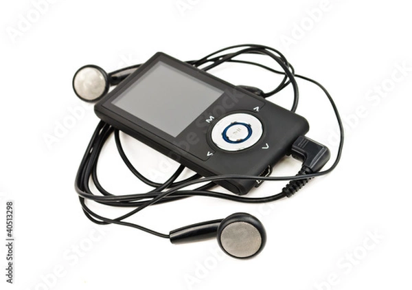 Fototapeta Portable player with headphones
