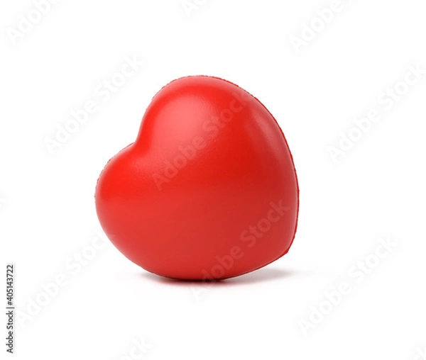 Fototapeta red rubber heart isolated on white background
