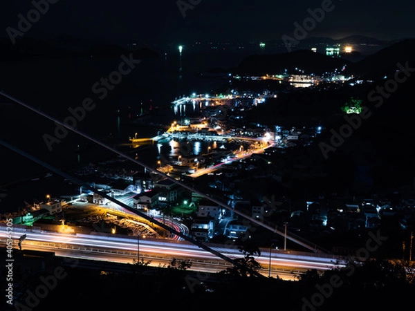 Fototapeta 夜の下津井漁港