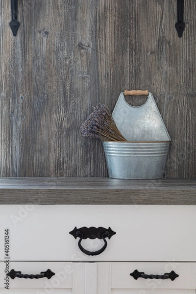 Obraz decor element bucket with dried sage