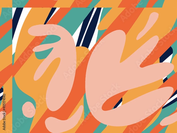 Fototapeta Seamless abstract doodle background pattern in bright summer positive colors. Hand-drawn abstract pattern with randomly arranged spots and dots and lines. Pencil and paint texture.