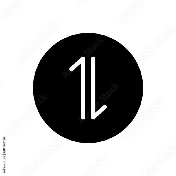 Fototapeta Mobile data icon. Arrow symbol for mobile data mobile in black round style. Vector