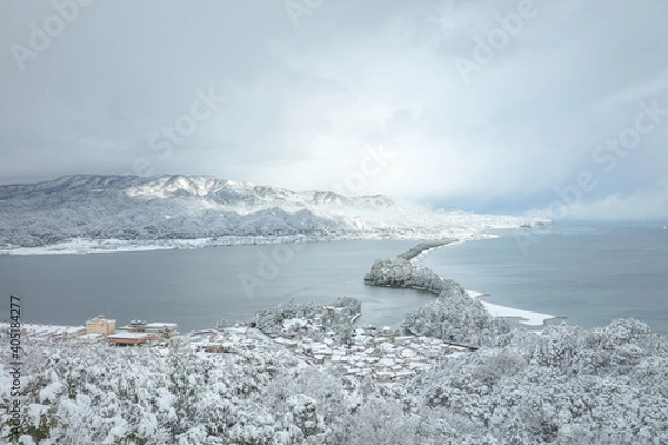 Fototapeta 京都府 天橋立 飛龍観 雪景色