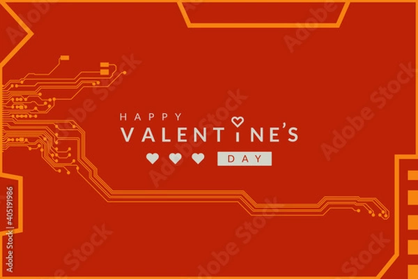 Obraz Valentine's day background with printed circuit board design.