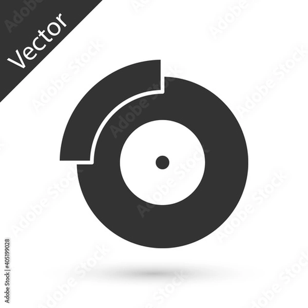Fototapeta Grey Car brake disk with caliper icon isolated on white background. Vector.