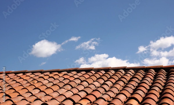 Obraz Shingled Roof with Blue Sky Background