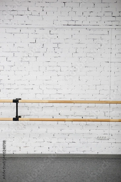 Obraz ballet barre in a studio with white walls