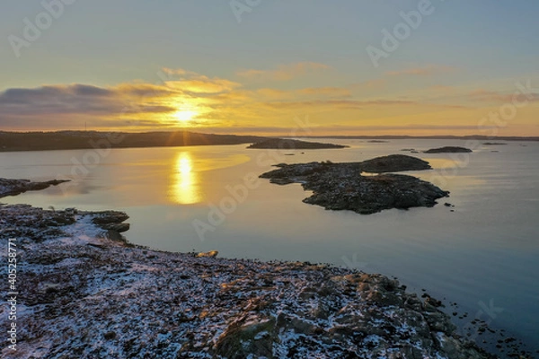 Obraz Sunset in winter drone photo