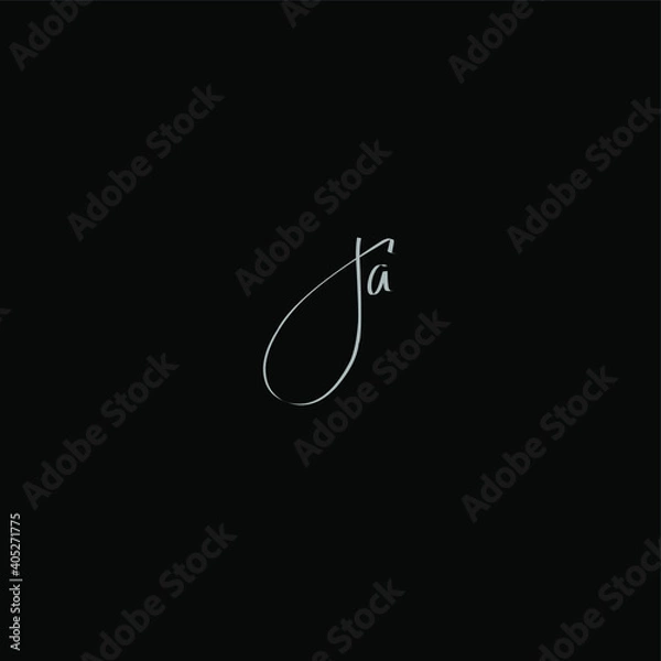 Fototapeta Ja initial handwriting black background