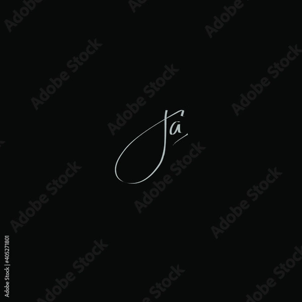 Fototapeta Ja initial handwriting black background