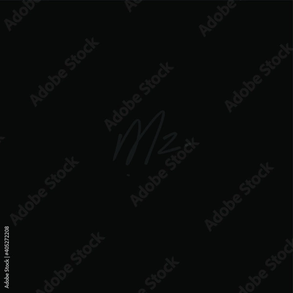 Fototapeta mz initial handwriting black background