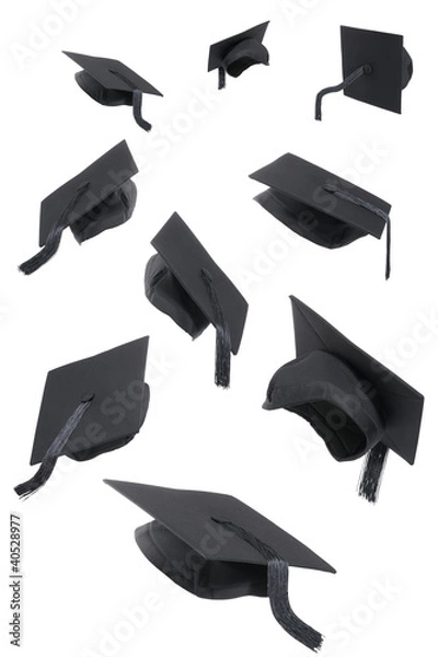 Obraz Graduation Caps On White