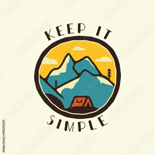 Fototapeta Keep it simple sticker design. Travel hand drawn logo emblem. State park label isolated. Stock vector graphics