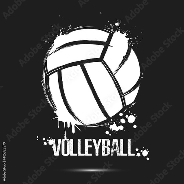 Fototapeta Volleyball ball icon. Abstract voolleyball ball for design logo, emblem, label, banner. Volleyball template on isolated background. Grunge style. Vector illustration
