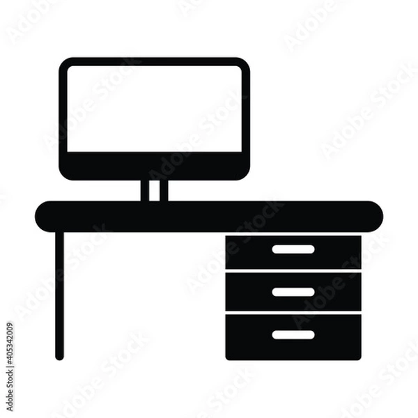 Fototapeta work from home, computer setup icon vector