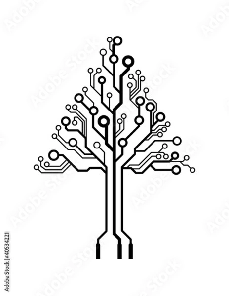 Fototapeta Vector logo triangle circuit board tree