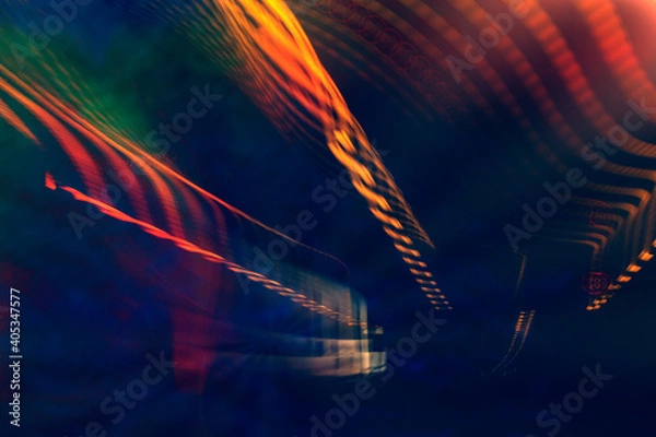 Fototapeta Abstract background with black space created in camera with lines of red and green spectrums of light. Stock Photo.