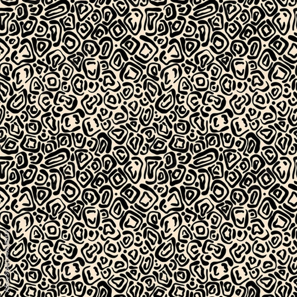 Fototapeta Seamless hand drawn ink pattern. Creative endless background with blots. Abstract striped texture with bold monochrome lines