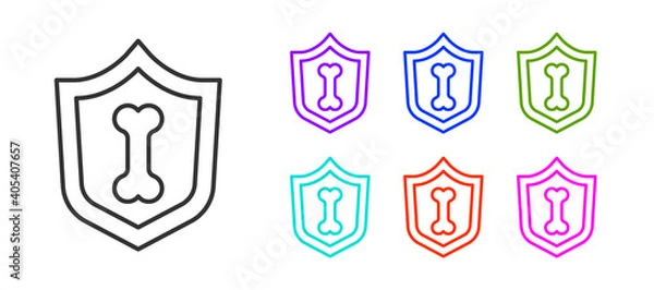 Obraz Black line Animal health insurance icon isolated on white background. Pet protection concept. Set icons colorful. Vector.
