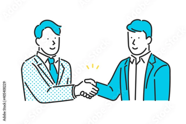Fototapeta 取引先と握手をするビジネスパーソンのイラスト素材