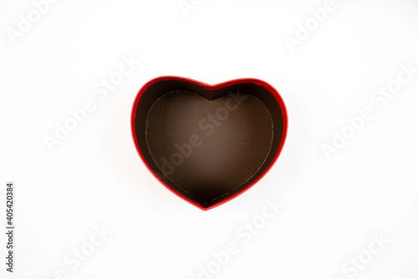 Fototapeta Valentine's day gift box with heart, empty heart box, open and closed gift box with lid