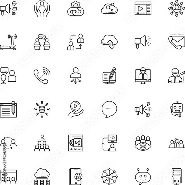 Fototapeta communication vector icon set such as: school, assistance, center, attention, glyph, check, success, and, modem, consumer, psychology, learning, election, e-learning, affiliate marketing, lead, story