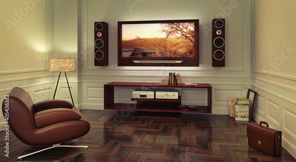 Fototapeta Modern Style Interior by Evening- 3D Visualization