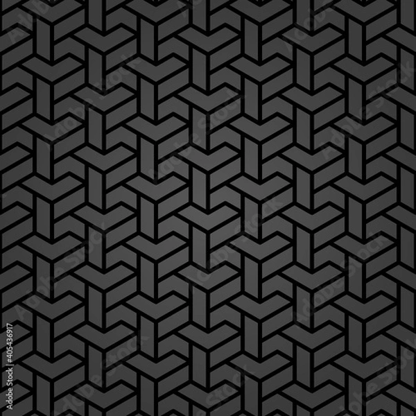 Fototapeta Seamless background for your designs. Modern vector dark ornament. Geometric abstract pattern