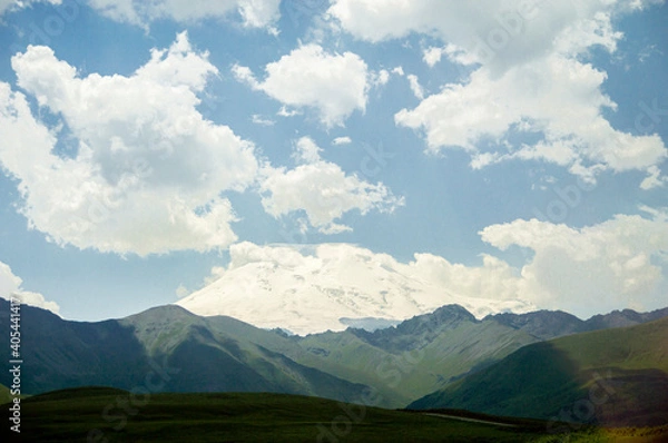 Fototapeta mountains and clouds
