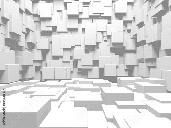 Fototapeta White cubes structure. Abstract futuristic background.