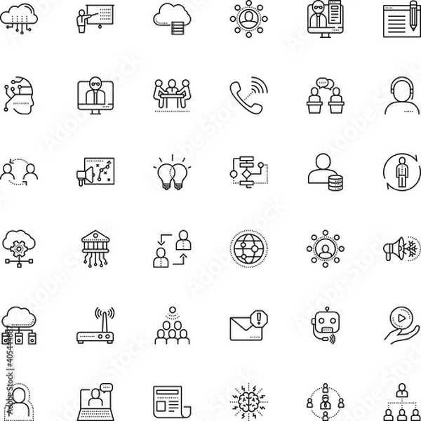 Fototapeta communication vector icon set such as: course, campaign, envelope, chip, tribune, creativity, election, forum, forbidden, simple, megaphone, art, covid-19, datacenter, interaction, banking, debating