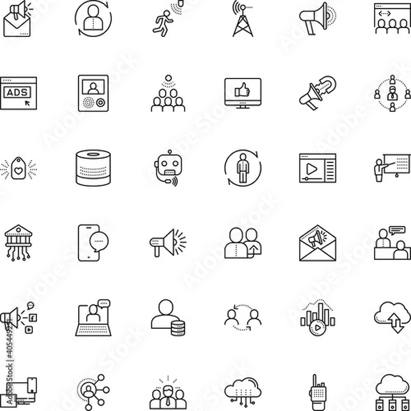 Fototapeta communication vector icon set such as: together, tablet, coach, legal, door, channel, page, career, women, generating, panel, file, presenting, military, dialog, cell, pull, love, bank, machine, wifi