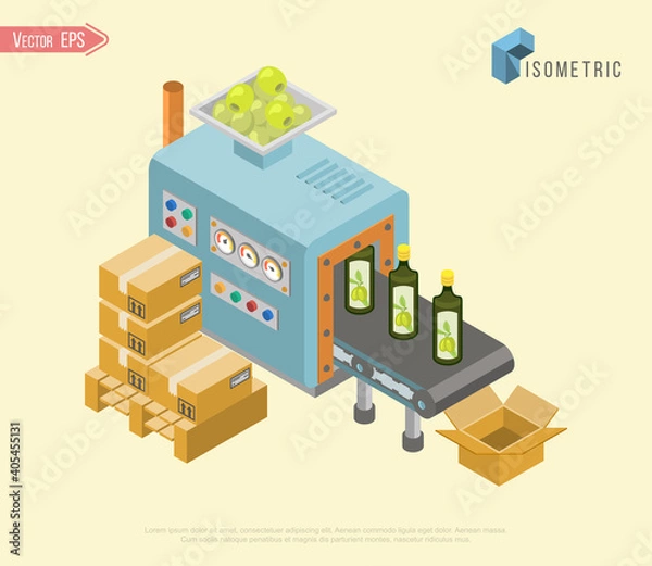 Fototapeta Processing olive oil. Manufacturer. Olive oil processor and packer. Processing plant