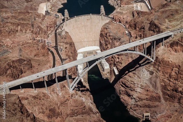 Obraz Hoover Dam Bridge View From Helicopter 