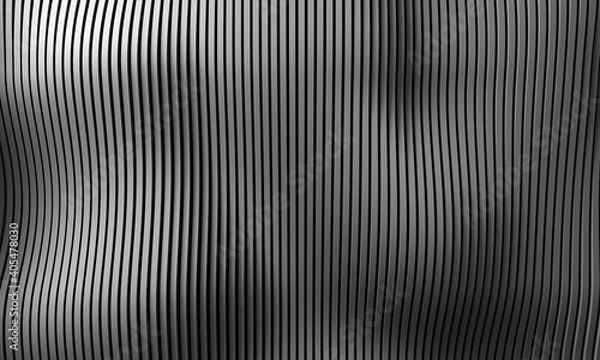 Fototapeta Parametric wall. 3d illustration. Gray wave construction. Modern backdrop.