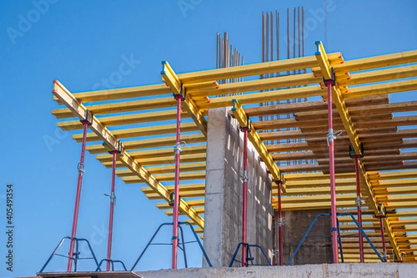 Fototapeta Horizontal formwork at the construction of a residential building.