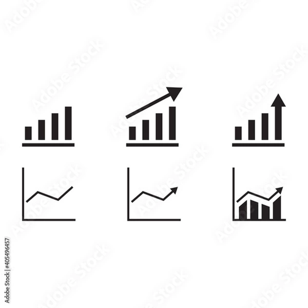 Fototapeta Vector growing graph icon set