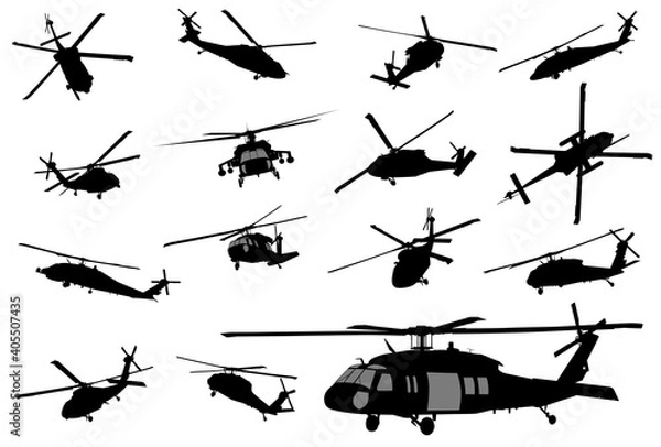 Obraz Vector helicopter detailed silhouettes