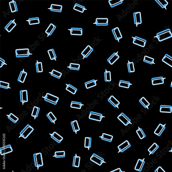 Fototapeta Line Glass screen protector for smartphone icon isolated seamless pattern on black background. Protective film for glass. Transparent soft glass for mobile phone. Vector.