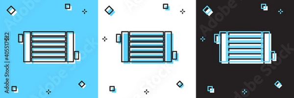 Fototapeta Set Car radiator cooling system icon isolated on blue and white, black background. Vector.