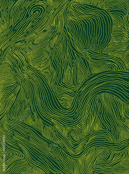 Fototapeta Abstract colorful texture imitation of succulent grass beautiful crumpled  in the field, juicy lemon yellow lines, isolated on dark green