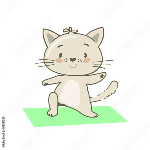 Obraz Cute cat doing yoga on the mat