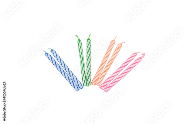 Obraz Colored Birthday Candles On White background
