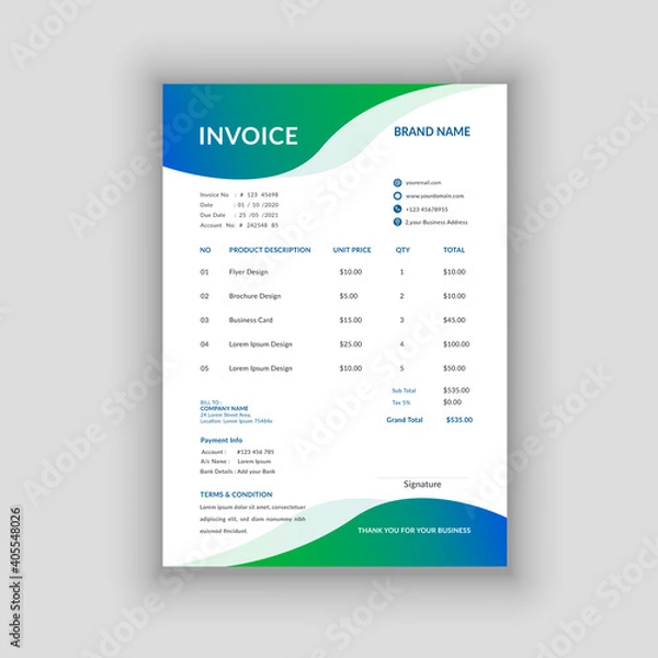 Fototapeta modern business invoice template