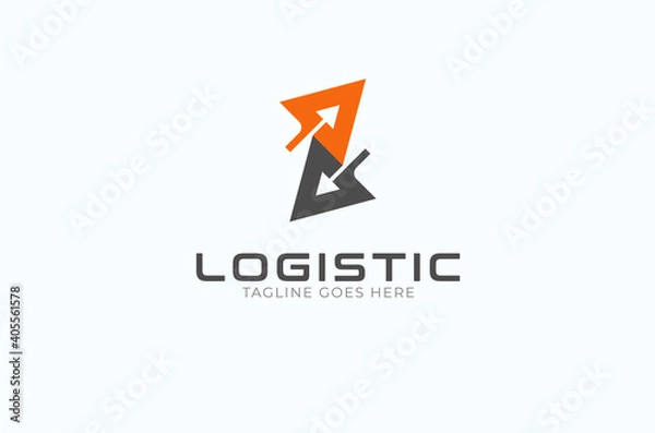 Fototapeta Logistic Logo, arrow design logo template, vector illustration
