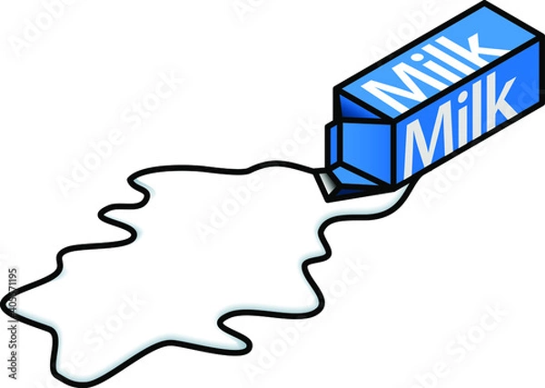Fototapeta A carton of spilled milk.Concept: regret and loss.