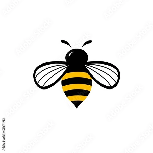 Fototapeta Bee creative vector icon symbol logo. Hard work linear logotype. Design vector illustration