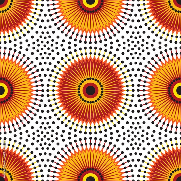 Fototapeta African Sunflower Pattern Design for Fabric and Textile Print