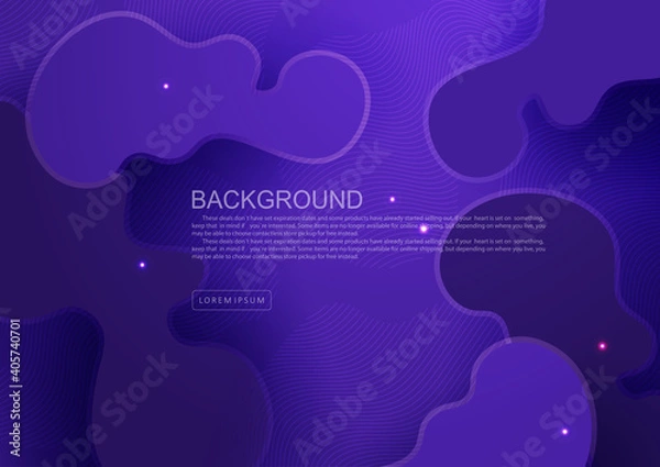 Fototapeta Blue wavy composition with chaotically drawn abstract oval shapes
